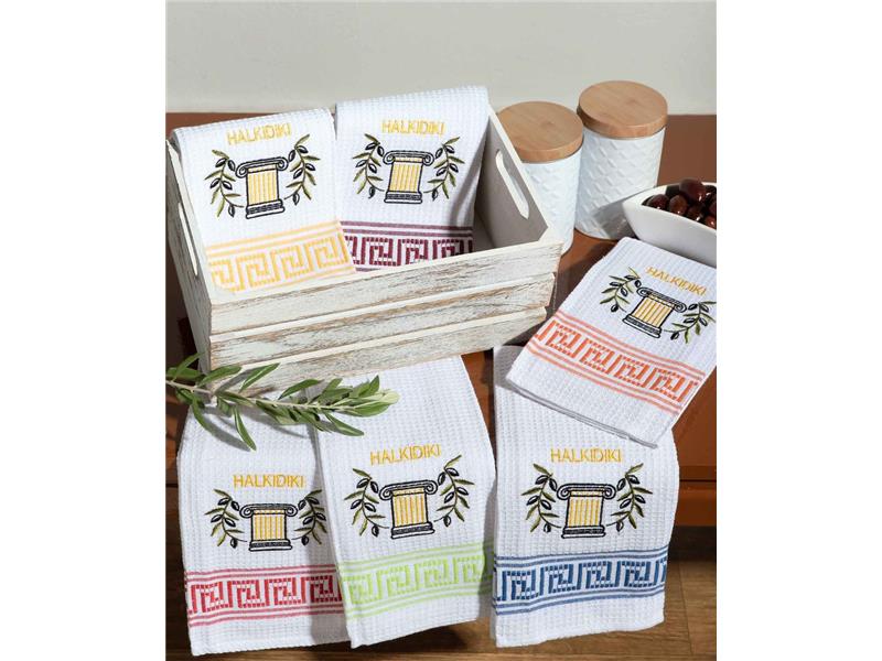 Σετ 12 τεμαχίων ποτηρόπανα (45cm x 65cm) κίωνας CHALKIDIKI