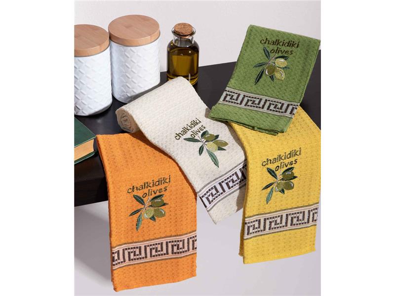 Σετ 12 τεμαχίων ποτηρόπανα (45cm x 65cm) καρπός ελιάς CHALKIDIKI