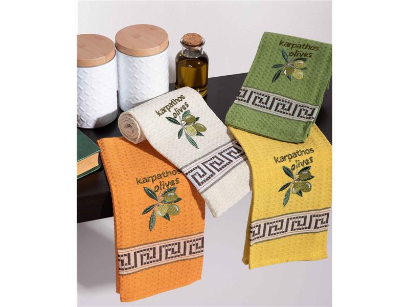 Σετ 12 τεμαχίων ποτηρόπανα (45cm x 65cm) καρπός ελιάς KARPATHOS