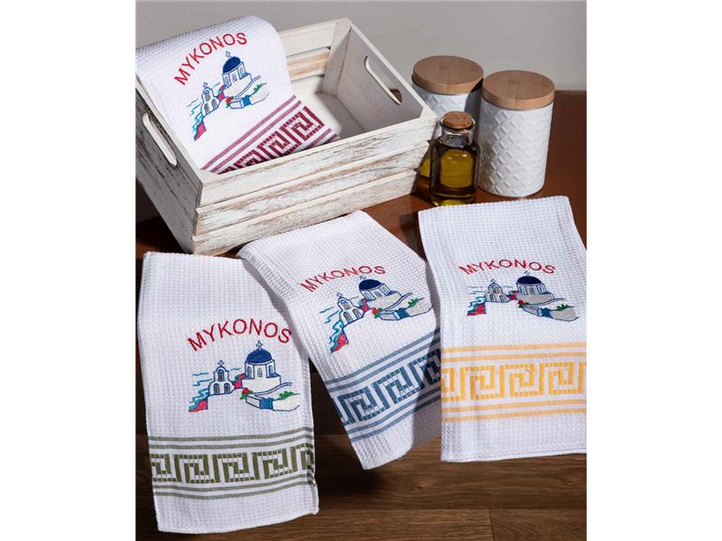 Σετ 12 τεμαχίων ποτηρόπανα (50cm x 70cm) εκκλησία MYKONOS