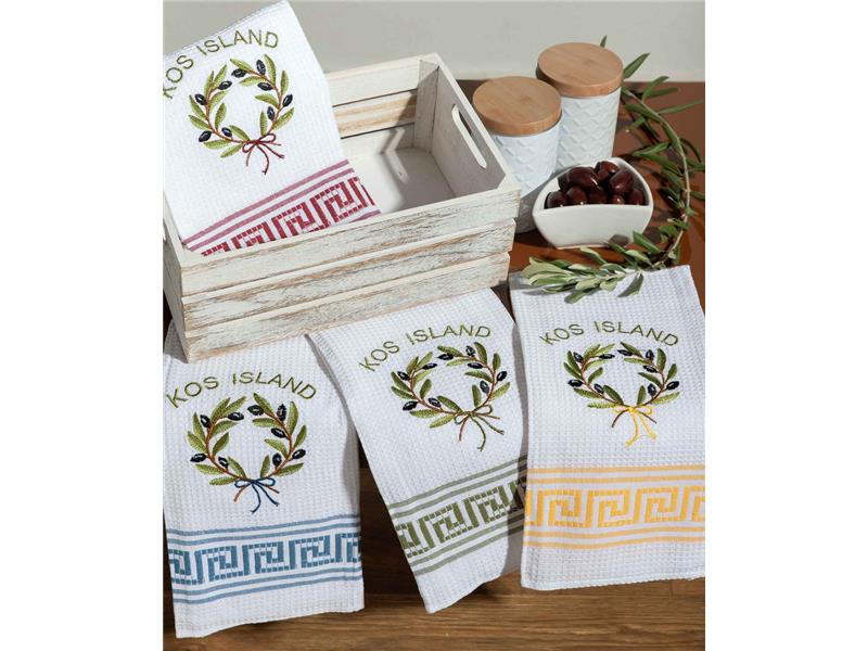 Σετ 12 τεμαχίων ποτηρόπανα (50cm x 70cm) στεφάνι KOS