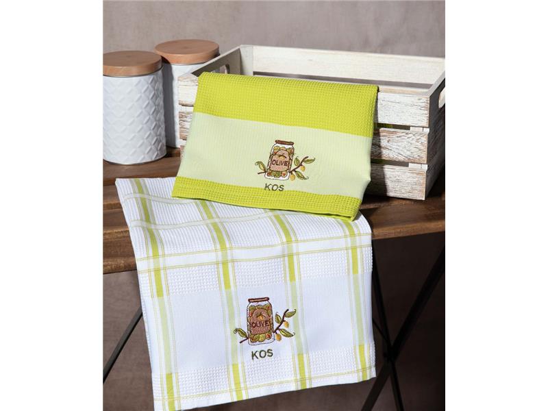 Σετ 2 τεμαχίων ποτηρόπανα (50cm x 70cm) βάζο πράσινο KOS