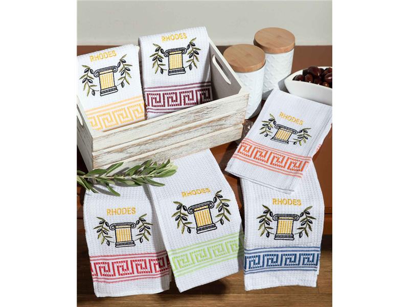 Σετ 12 τεμαχίων ποτηρόπανα (45cm x 65cm) κίωνας RHODES