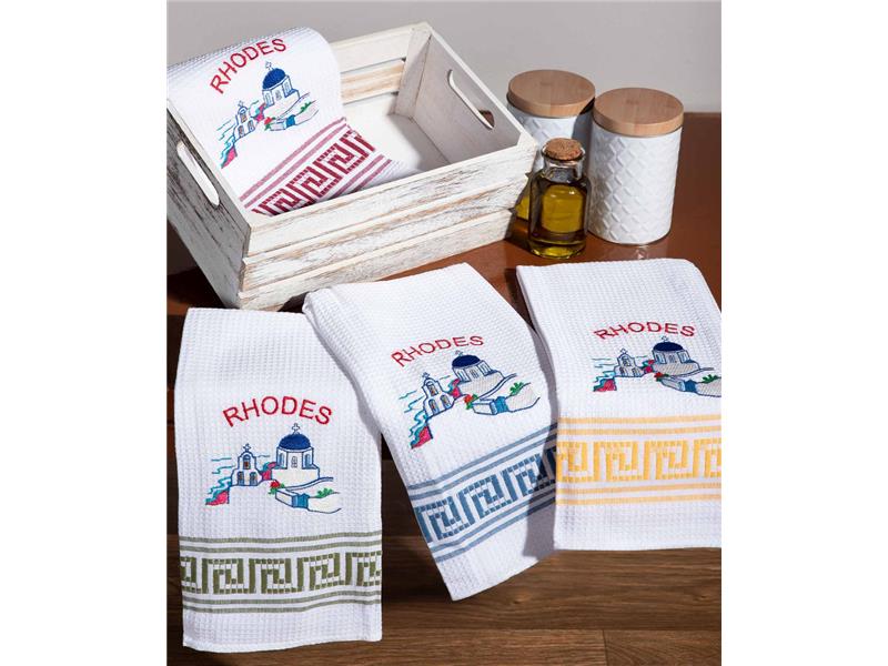 Σετ 12 τεμαχίων ποτηρόπανα (45cm x 65cm) εκκλησία RHODES