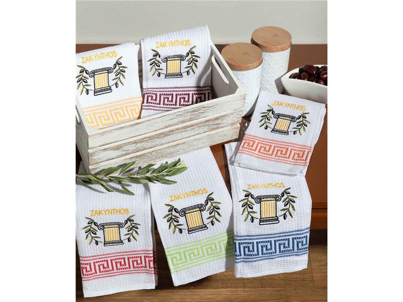 Σετ 12 τεμαχίων ποτηρόπανα (45cm x 65cm) κίωνας ZAKYNTHOS