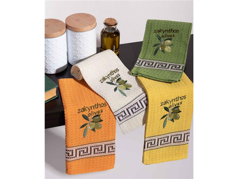Σετ 12 τεμαχίων ποτηρόπανα (45cm x 65cm) καρπός ελιάς ZAKYNTHOS