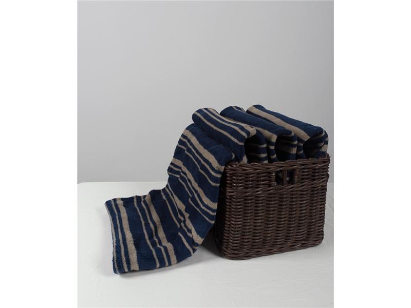 κουβέρτα coral fleece (170cm x 220cm) μπλέ ριγέ