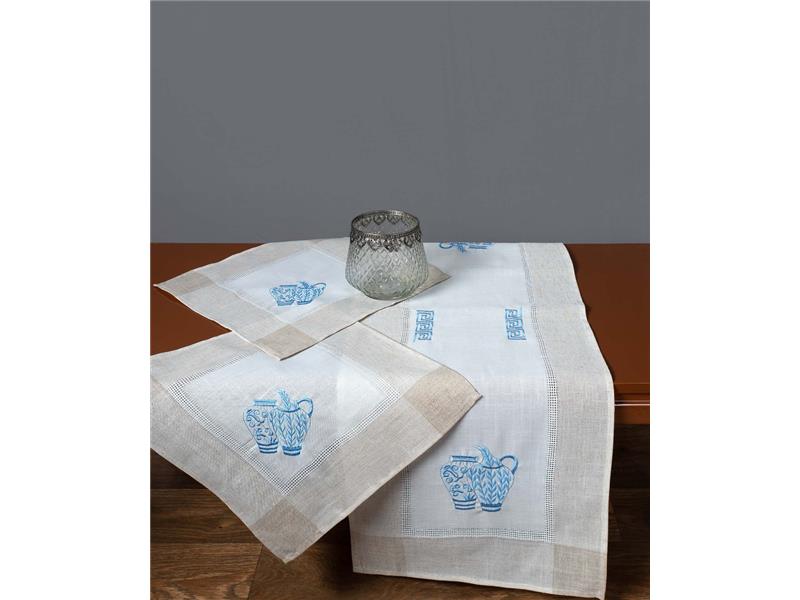 Ντουζίνες (12 τεμάχια) σουπλά 3741 (35cm x 50cm) εκρού μπλέ