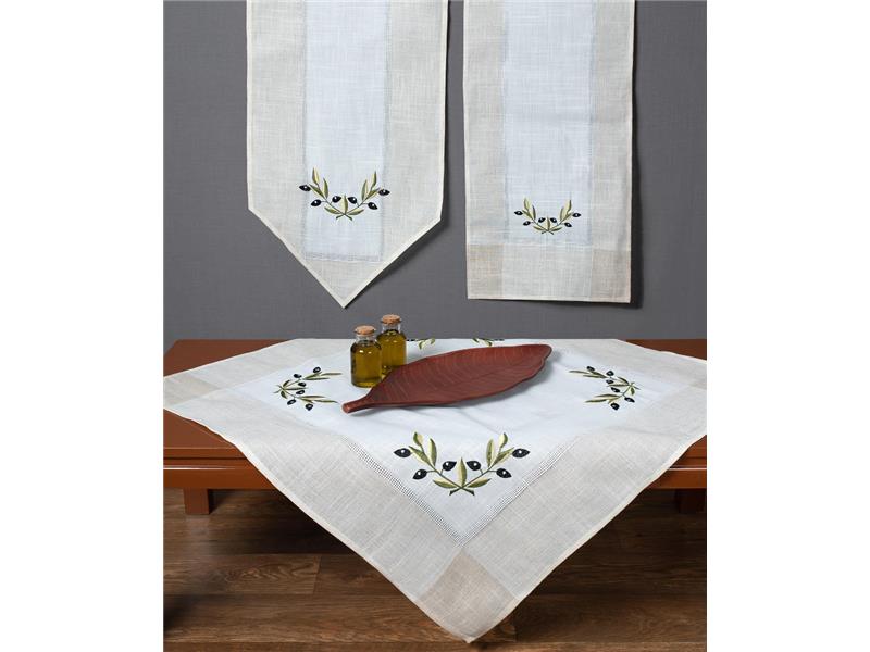 Τραβέρσα bg23a (45cm x 250cm) ivory με μαύρη ελιά