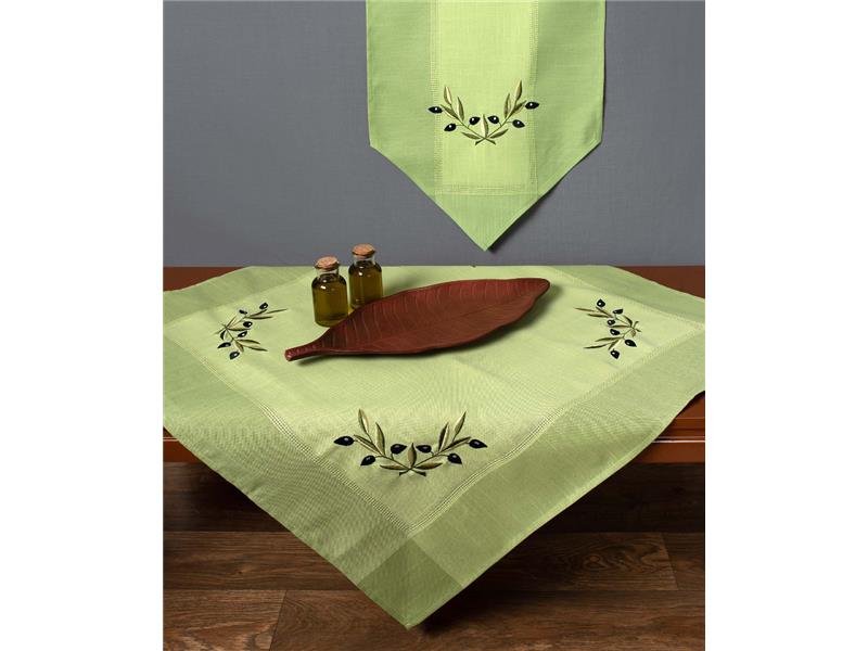 Τραβέρσα bg23a (45cm x 220cm) πράσινη με μαύρη ελιά