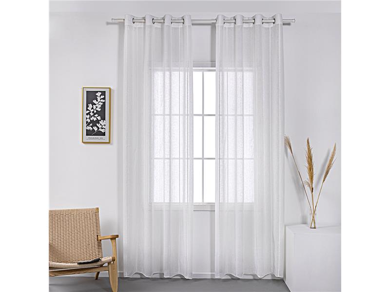 Κουρτίνα γάζα με σενίλ και 8 μεταλικούς κρίκους Art 8441 140x270 Λευκό  