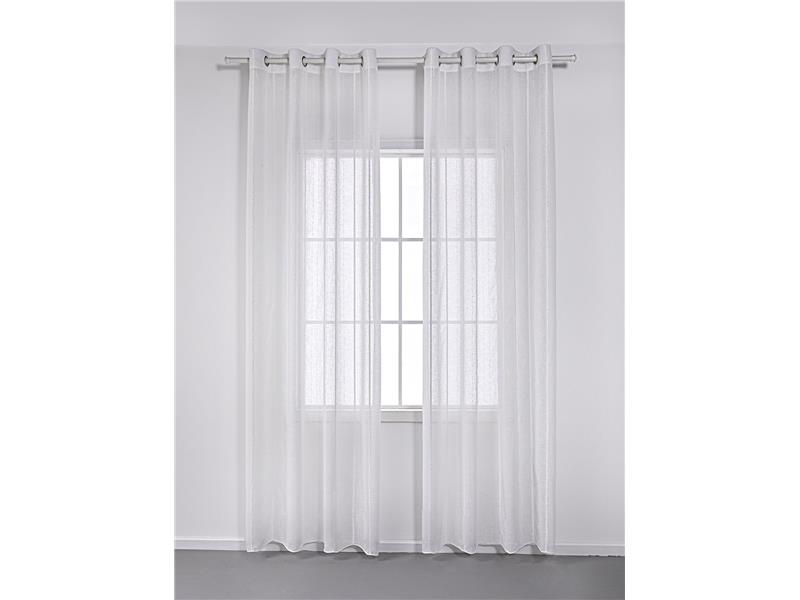 Κουρτίνα γάζα με σενίλ και 8 μεταλικούς κρίκους Art 8441 140x270 Λευκό  