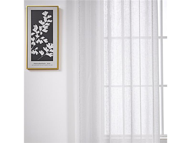 Κουρτίνα γάζα με σενίλ και 8 μεταλικούς κρίκους Art 8441 140x270 Λευκό  