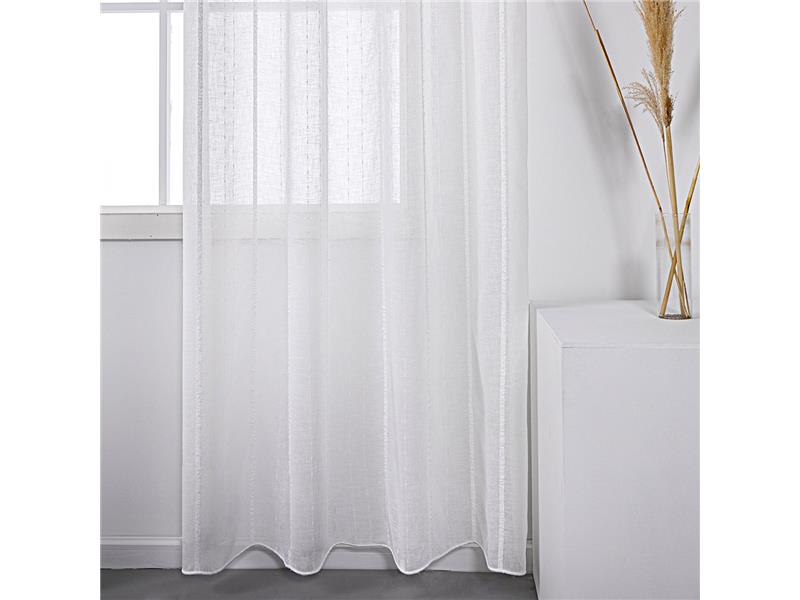Κουρτίνα γάζα με σενίλ και 8 μεταλικούς κρίκους Art 8441 140x270 Λευκό  