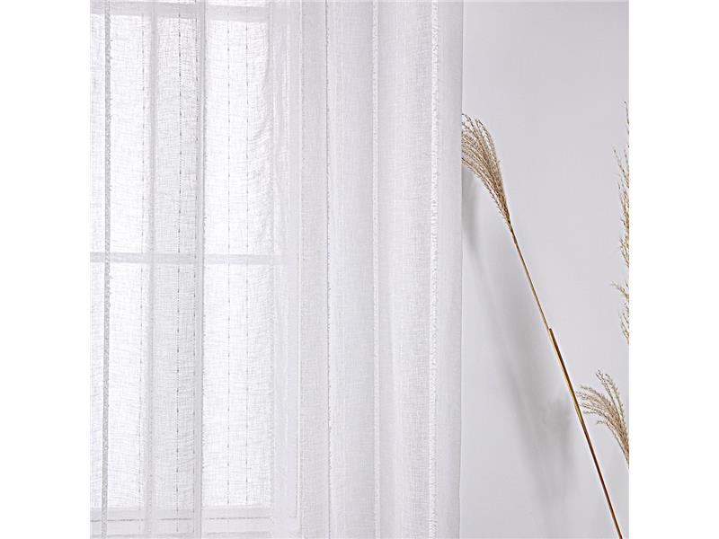 Κουρτίνα γάζα με σενίλ και 8 μεταλικούς κρίκους Art 8441 140x270 Λευκό  