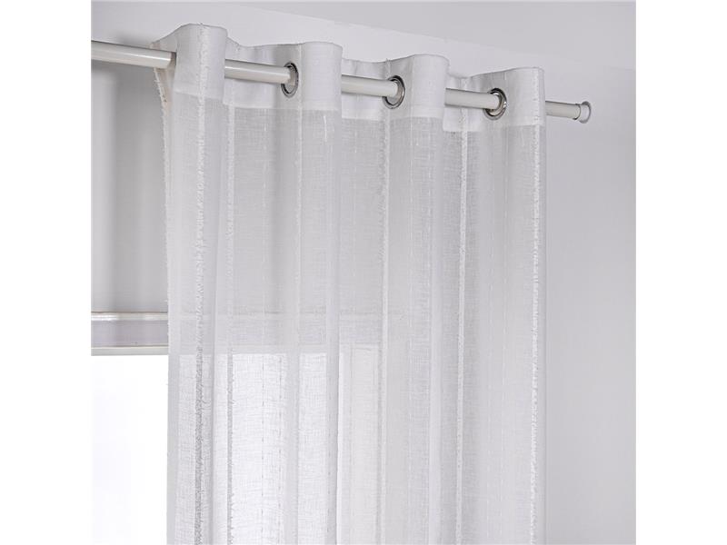 Κουρτίνα γάζα με σενίλ και 8 μεταλικούς κρίκους Art 8441 140x270 Λευκό  