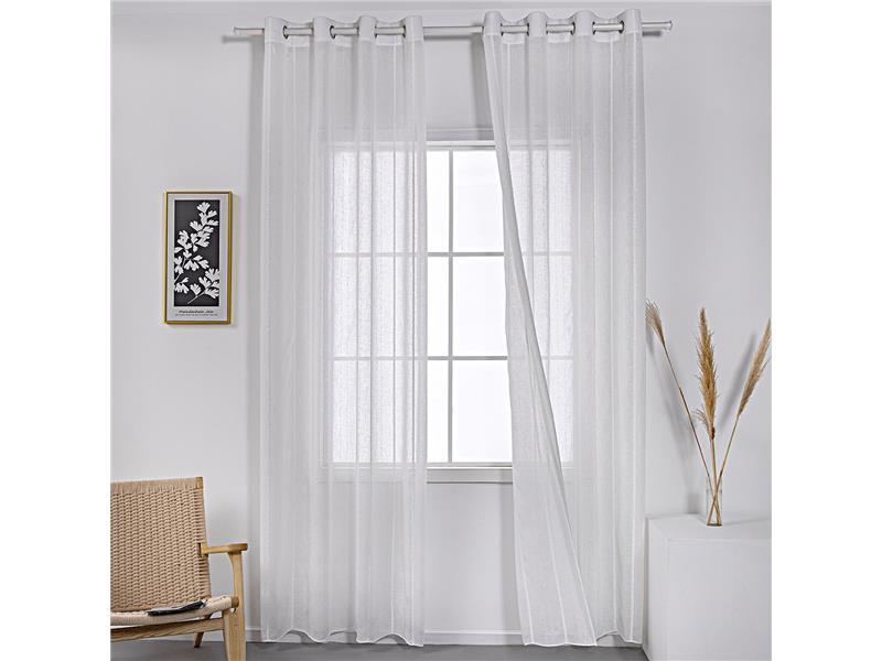 Κουρτίνα γάζα με σενίλ και 8 μεταλικούς κρίκους Art 8441 140x270 Λευκό  