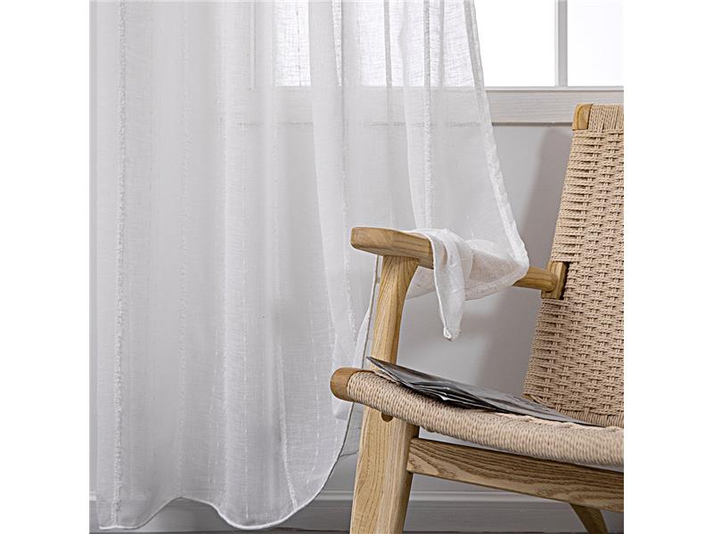 Κουρτίνα γάζα με σενίλ και 8 μεταλικούς κρίκους Art 8441 140x270 Λευκό  