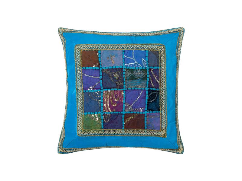 Μαξιλαροθήκη antic με φάσα (45cm x 45cm) σιέλ