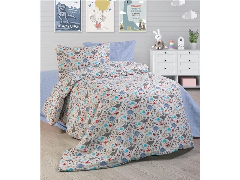 ΣΕΝΤΟΝΙΑ ΕΜΠΡΙΜΕ ΣΕΤ 3 τεμ kids Dino 309 160Χ240 White-Blue Cott/Pol 70/30