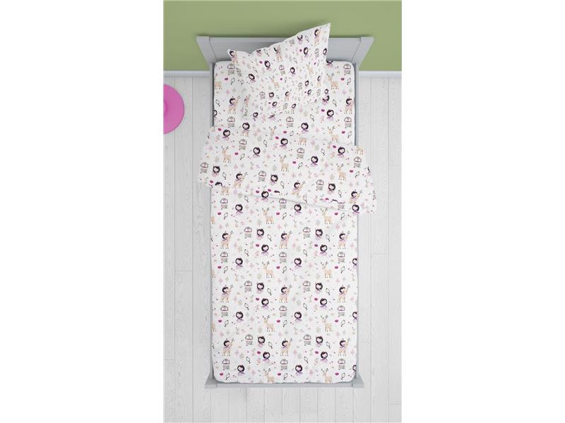 ΣΕΝΤΟΝΙΑ ΕΜΠΡΙΜΕ ΣΕΤ 3 τεμ kids Lily & Deer 179 160Χ240 White-Pink Cotton 100%